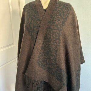 Women's Wool Blend Wrap in Brown and Black